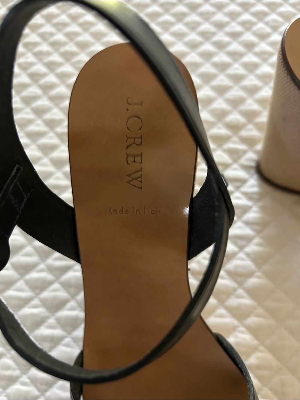 J. Crew- made in Italy Dark navy leather Wedge Sandals - size 8. - Picture 9 of 10